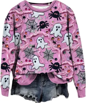 Halloween Sweatshirts Tops Fall Clothes 2024 Women's Yes I Can Drive Sweatshirts Casual Long Sleeve Crewneck for