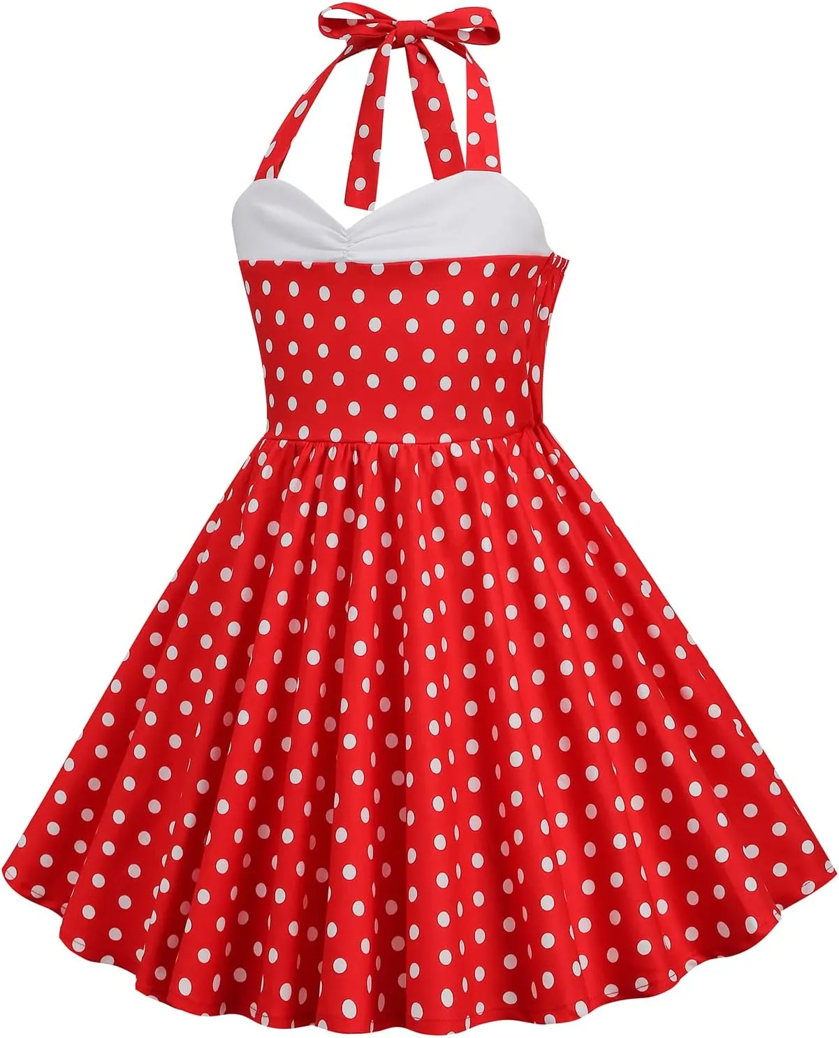 Halter Pinup Dresses for Girls 50s Pin up Dress Girls Retro Dress 1950s Vintage Dress Kids A line Party 50's Polka Dot Dress