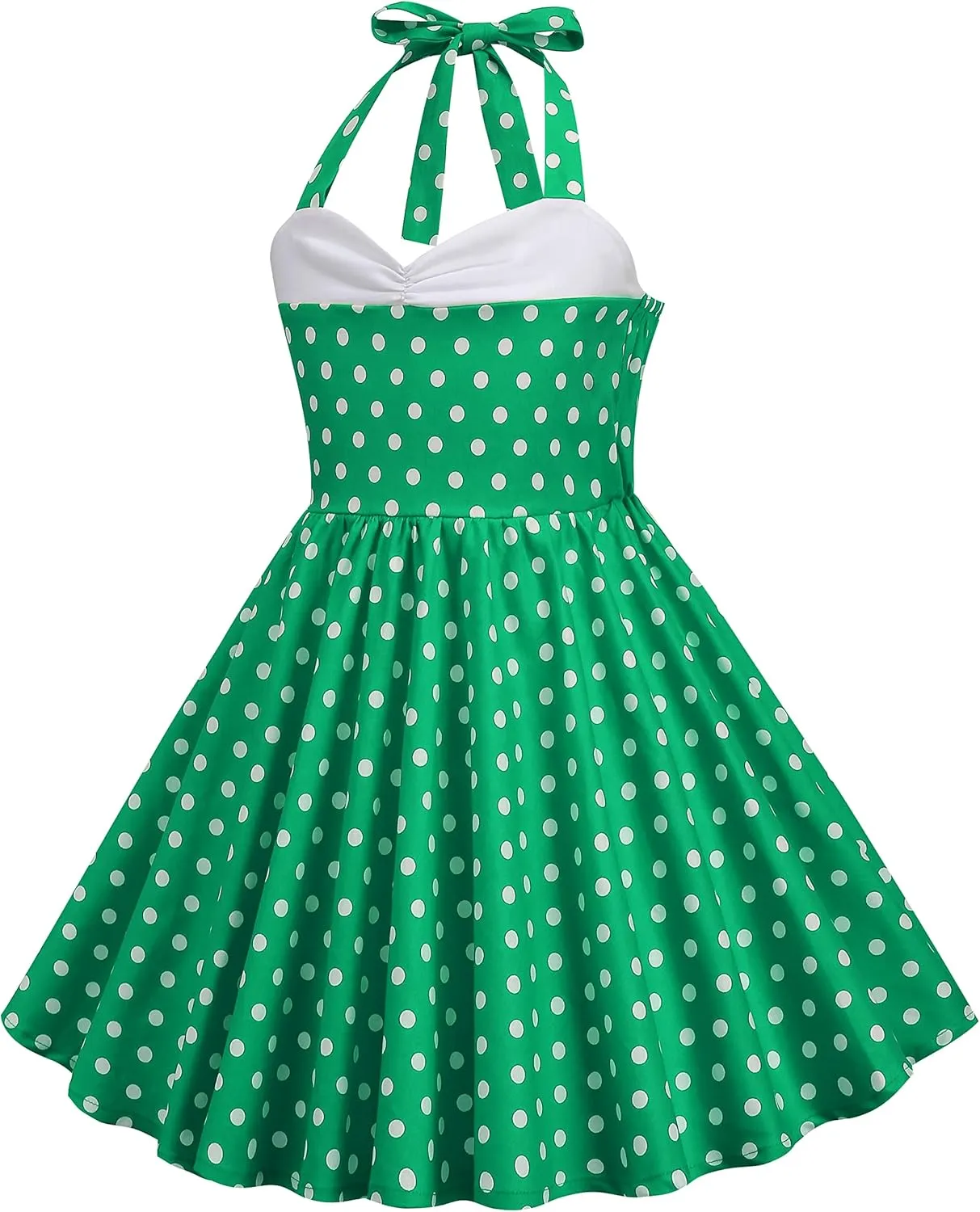 Halter Pinup Dresses for Girls 50s Pin up Dress Girls Retro Dress 1950s Vintage Dress Kids A line Party 50's Polka Dot Dress