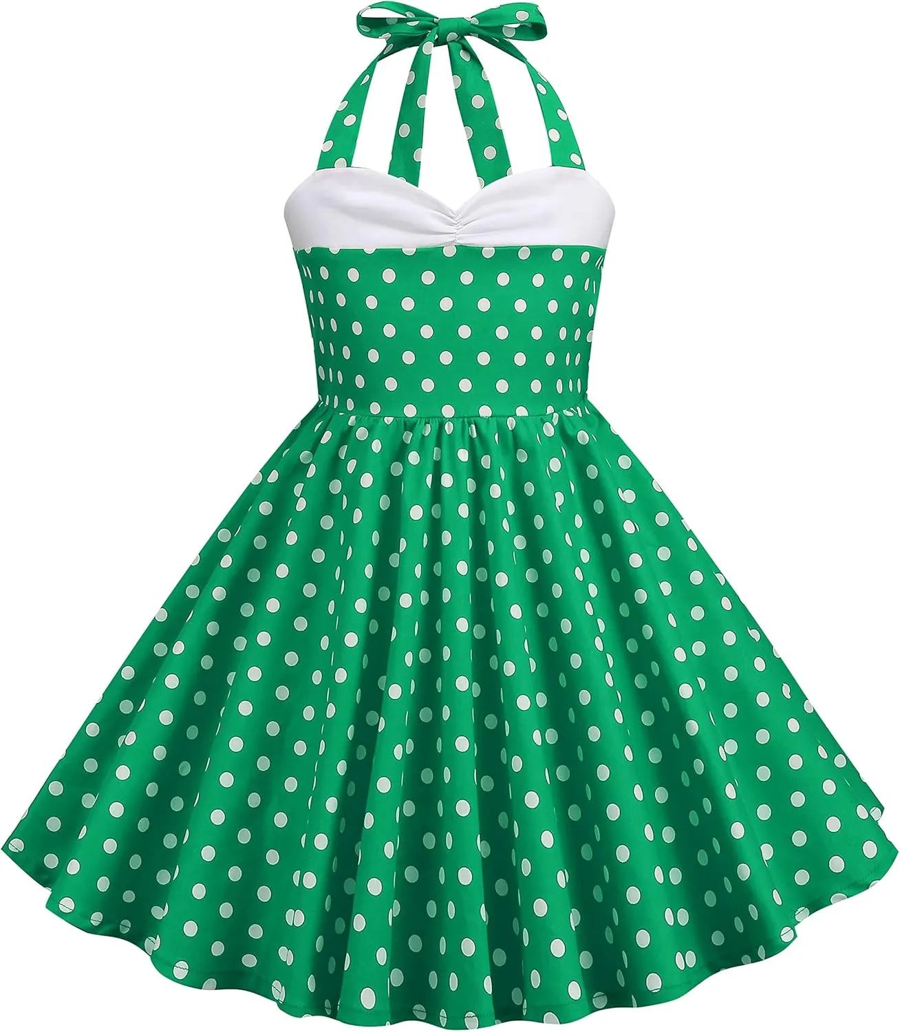 Halter Pinup Dresses for Girls 50s Pin up Dress Girls Retro Dress 1950s Vintage Dress Kids A line Party 50's Polka Dot Dress