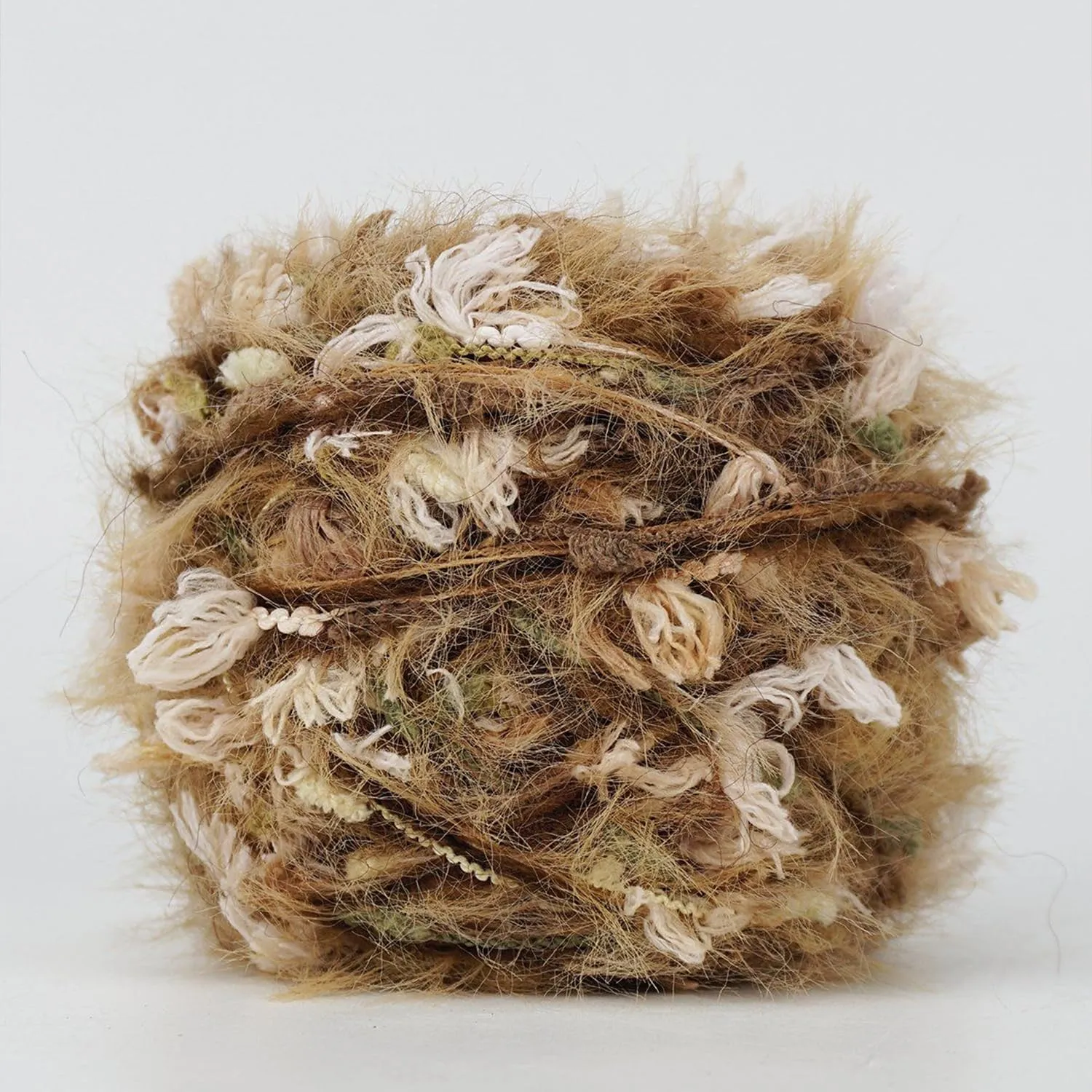 Hand Spun Yarn 50g/Skein Wool Cotton Mohair Acrylic with Hand Art Yarn Blended Yarn Colorful Handmade Knit Bag Hats Scarves (Brown, 4 Pack of 50g/Skein)