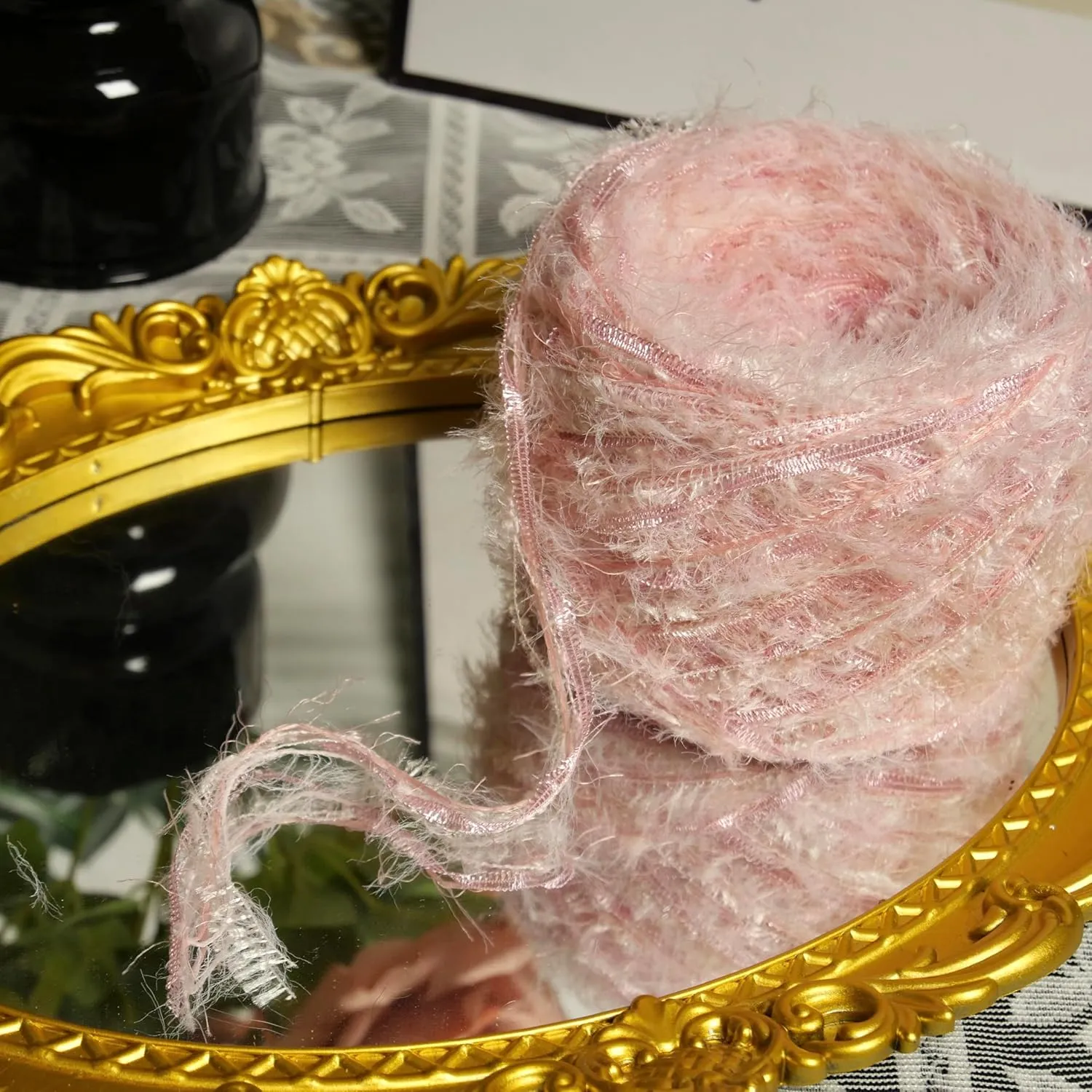 Hand Spun Yarn 50g/Skein Wool Cotton Mohair Acrylic with Hand Art Yarn Blended Yarn Colorful Handmade Knit Bag Hats Scarves (Kirapink, 4 Pack of 50g/Skein)