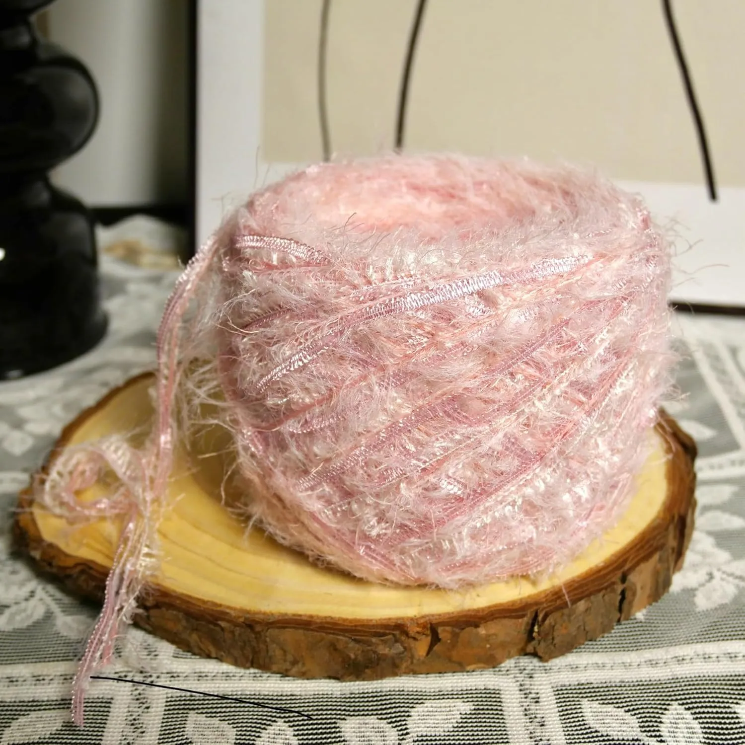 Hand Spun Yarn 50g/Skein Wool Cotton Mohair Acrylic with Hand Art Yarn Blended Yarn Colorful Handmade Knit Bag Hats Scarves (Kirapink, 4 Pack of 50g/Skein)