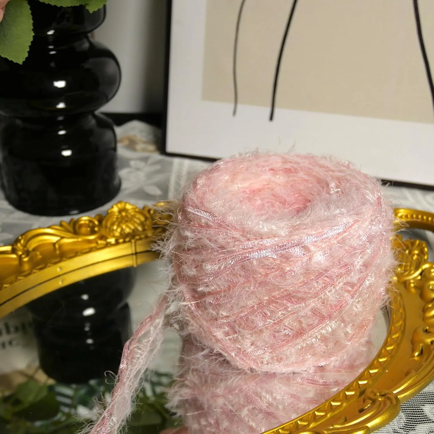 Hand Spun Yarn 50g/Skein Wool Cotton Mohair Acrylic with Hand Art Yarn Blended Yarn Colorful Handmade Knit Bag Hats Scarves (Kirapink, 4 Pack of 50g/Skein)