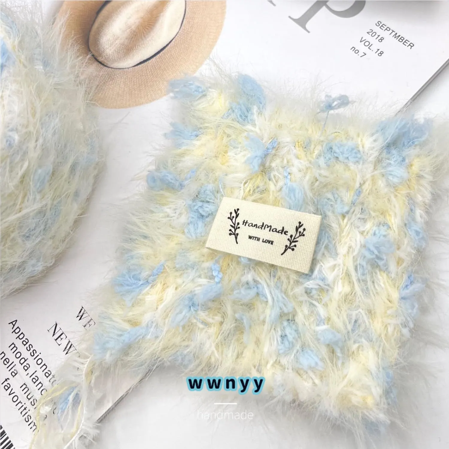 Hand Spun Yarn 50g/Skein Wool Cotton Mohair Acrylic with Hand Art Yarn Blended Yarn Colorful Handmade Knit Bag Hats Scarves (LightYellow, 4 Pack of 50g/Skein)