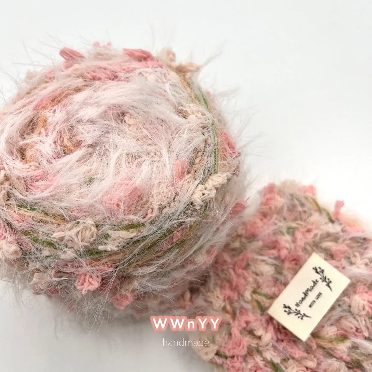 Hand Spun Yarn 50g/Skein Wool Cotton Mohair Acrylic with Hand Art Yarn Blended Yarn Colorful Handmade Knit Bag Hats Scarves (Pink, 4 Pack of 50g/Skein)
