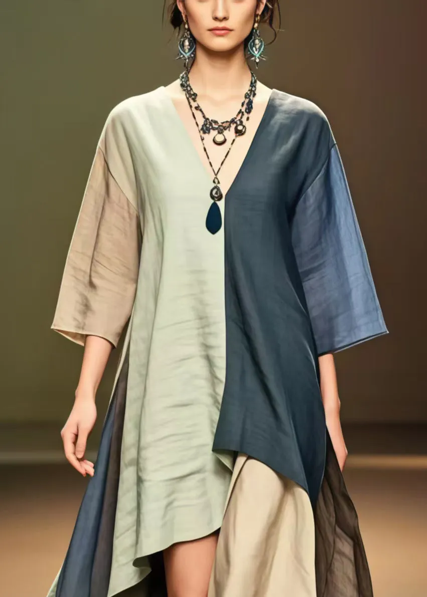 Handmade Asymmetrical Patchwork Cotton Dress Summer