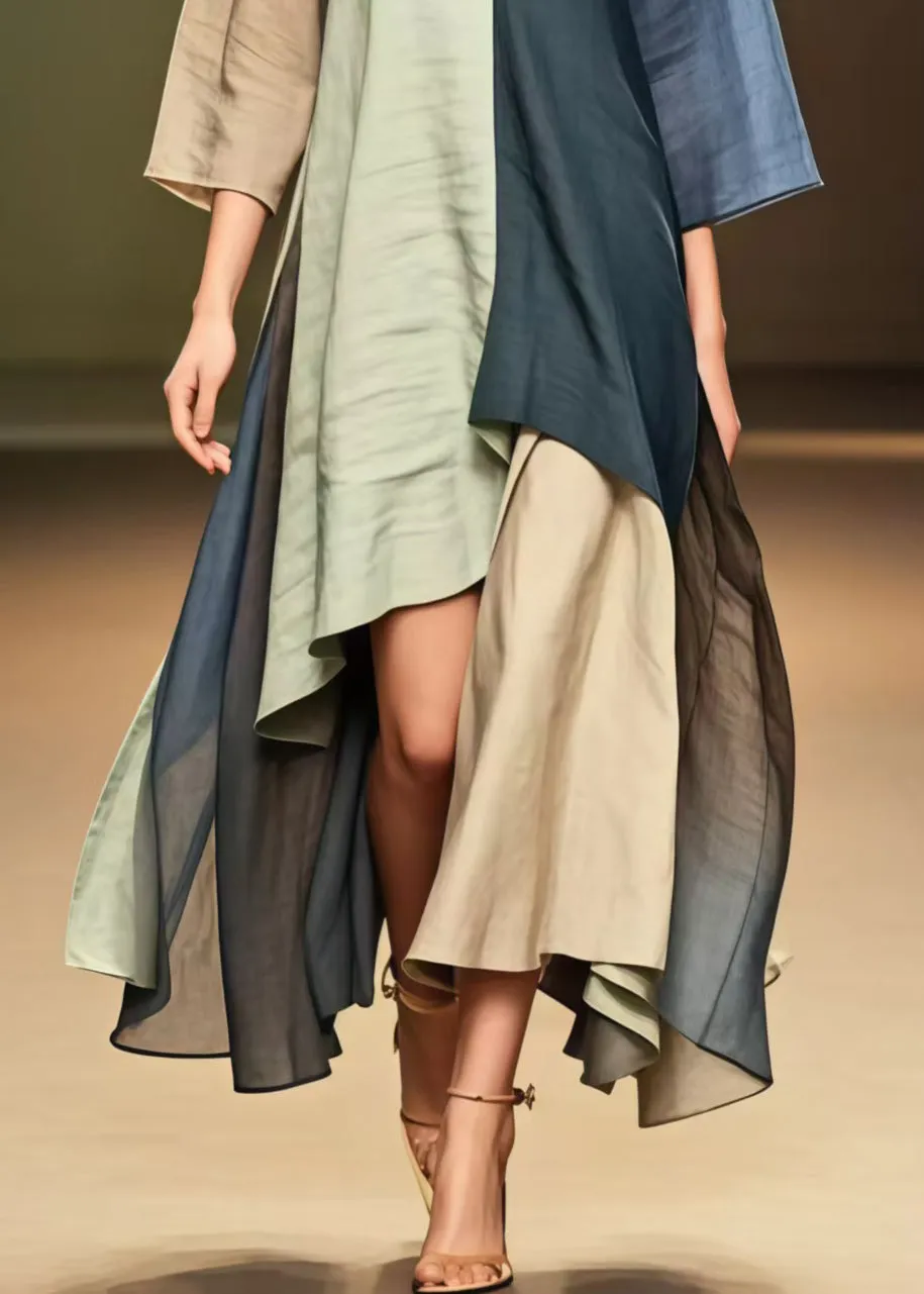 Handmade Asymmetrical Patchwork Cotton Dress Summer