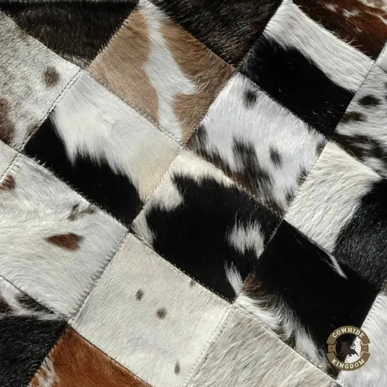 Handmade Natural Cowhide Rug Patchwork Cowhide Rug Hair