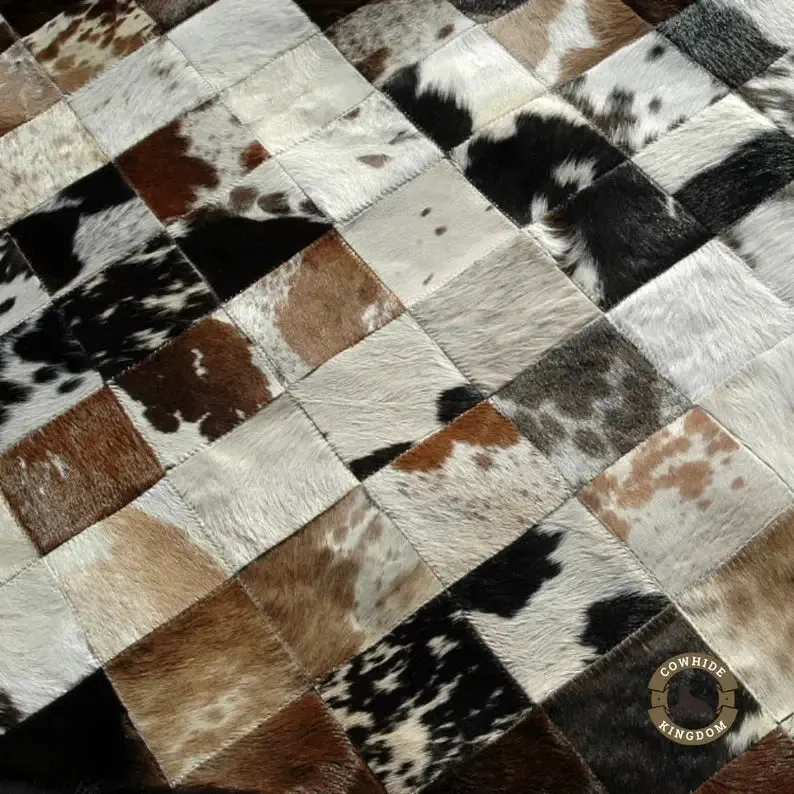 Handmade Natural Cowhide Rug Patchwork Cowhide Rug Hair