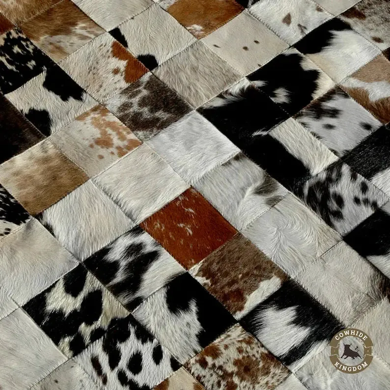 Handmade Natural Cowhide Rug Patchwork Cowhide Rug Hair