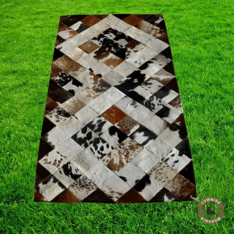 Handmade Natural Cowhide Rug Patchwork Cowhide Rug Hair