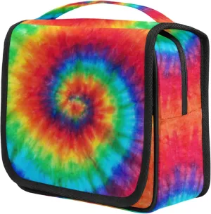 Hanging Toiletry Bag for Women, Rainbow Swirl Tie Dye Makeup Bag, Cosmetic Bag, Travel Essentials for Women Men