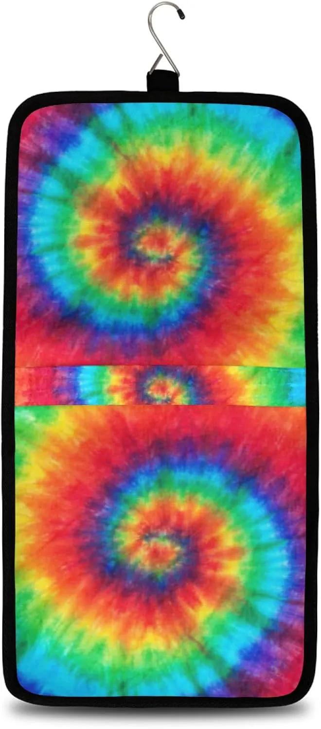 Hanging Toiletry Bag for Women, Rainbow Swirl Tie Dye Makeup Bag, Cosmetic Bag, Travel Essentials for Women Men