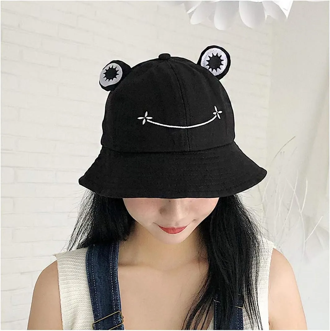 Haoohu Adults Frog Cotton Bucket Cap - Fisherman Beach Festival Sun Hat for Dress up Party