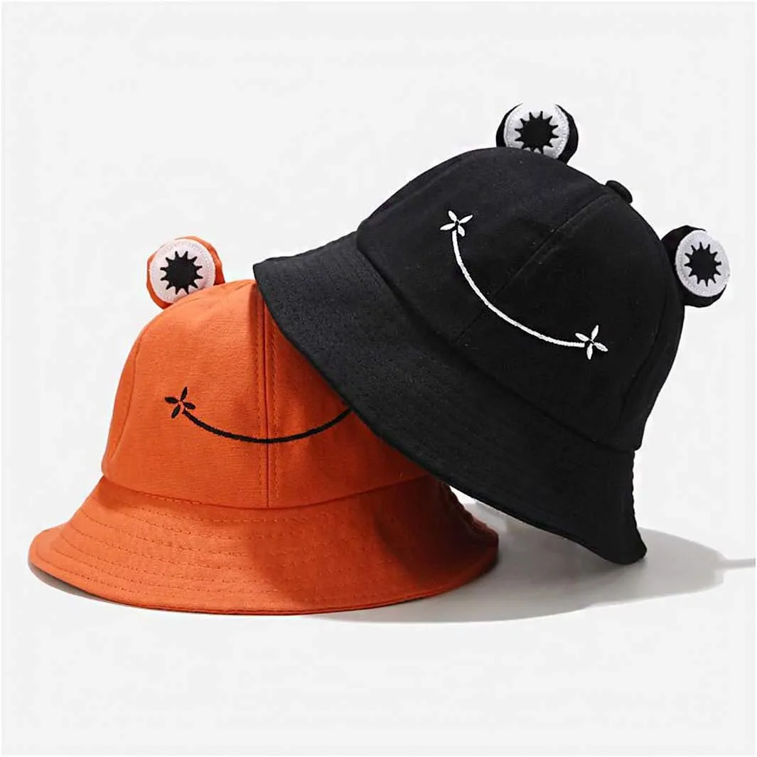 Haoohu Adults Frog Cotton Bucket Cap - Fisherman Beach Festival Sun Hat for Dress up Party
