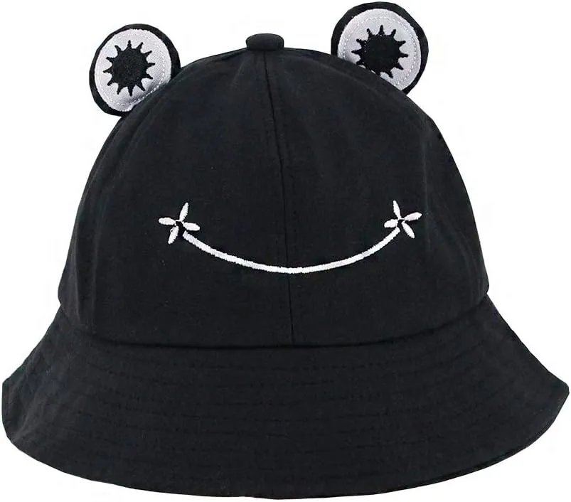 Haoohu Adults Frog Cotton Bucket Cap - Fisherman Beach Festival Sun Hat for Dress up Party