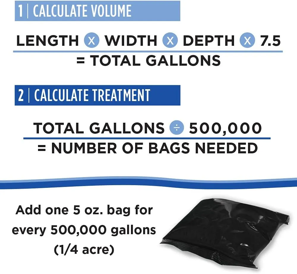 Healthy Ponds Pond Water Dye, Blue, 5 x 5 oz Water Soluble Bags, Treats up to 2.5 Million Gallons