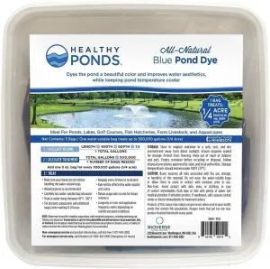 Healthy Ponds Pond Water Dye, Blue, 5 x 5 oz Water Soluble Bags, Treats up to 2.5 Million Gallons