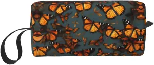 Heaps of Orange Monarch Butterflies print Cosmetic Makeup Bags Pouch with Zipper Makeup Bag Travel Cosmetic Bags,Travel Toiletry Case