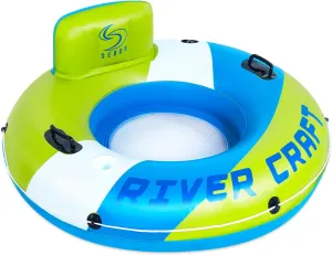Heavy Duty River Tube, Inflatable Floating Tube with Backrests, Cupholders & Handles - Extra Large, Deluxe Pool Tube for Summer Relaxation