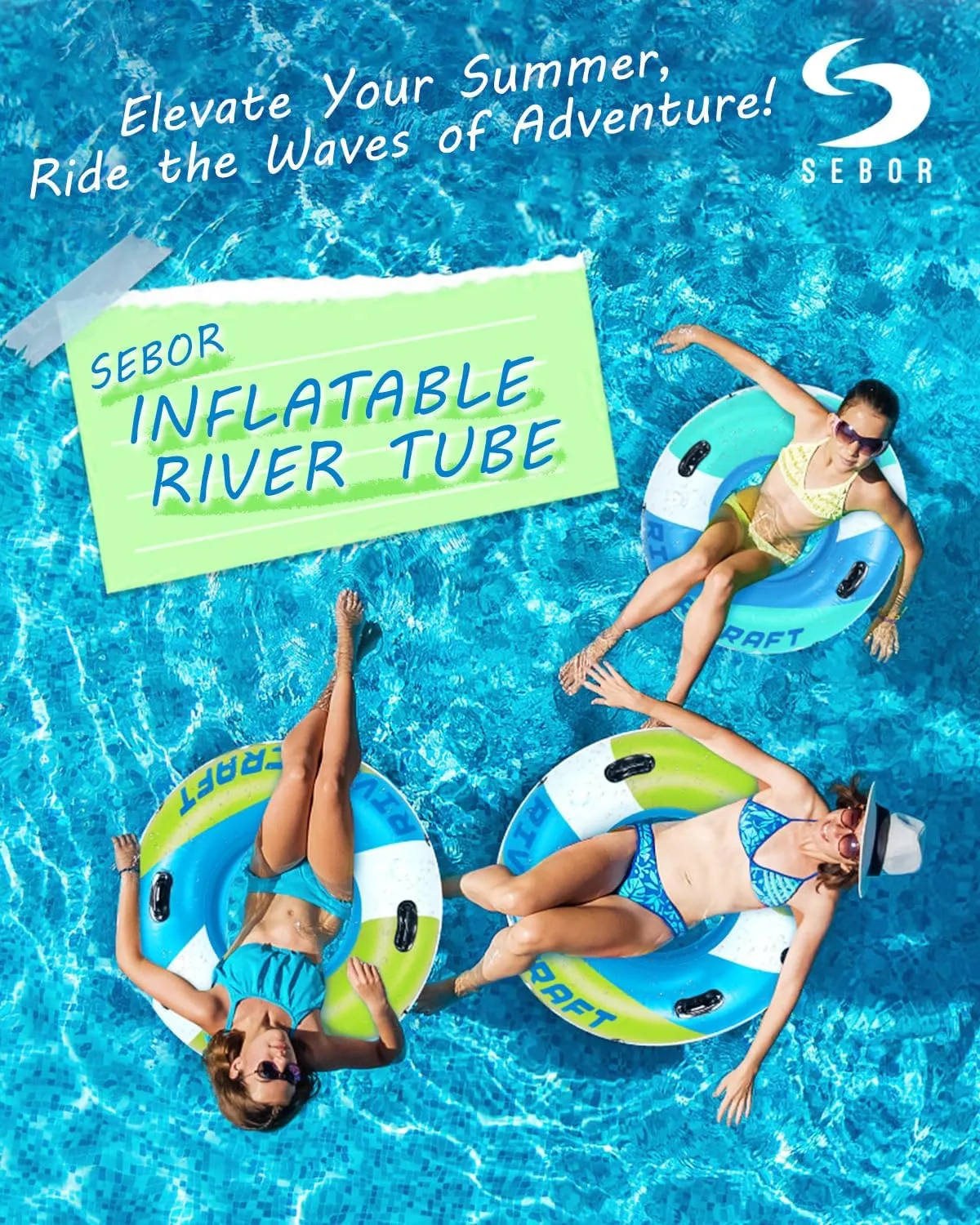 Heavy Duty River Tube, Inflatable Floating Tube with Backrests, Cupholders & Handles - Extra Large, Deluxe Pool Tube for Summer Relaxation