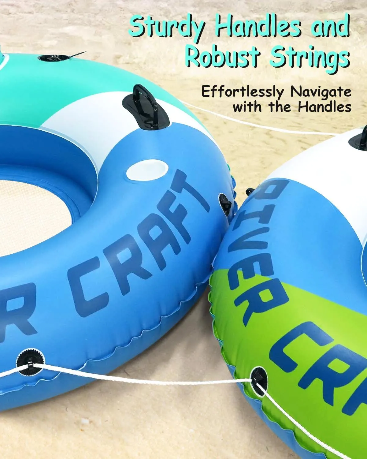 Heavy Duty River Tube, Inflatable Floating Tube with Backrests, Cupholders & Handles - Extra Large, Deluxe Pool Tube for Summer Relaxation