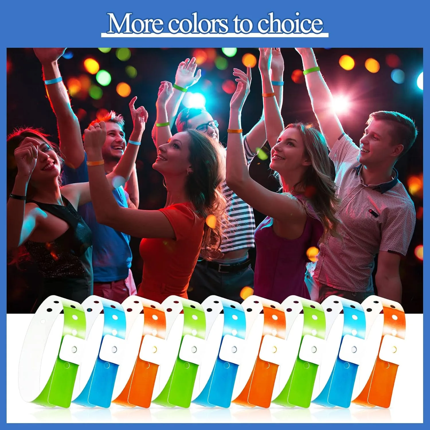 Henoyso 600 Pcs Plastic Wristbands for Events Vinyl Wristband Plastic Bracelet for Events Arm Band Identification for Concerts Carnivals(Green, Blue, Orange)