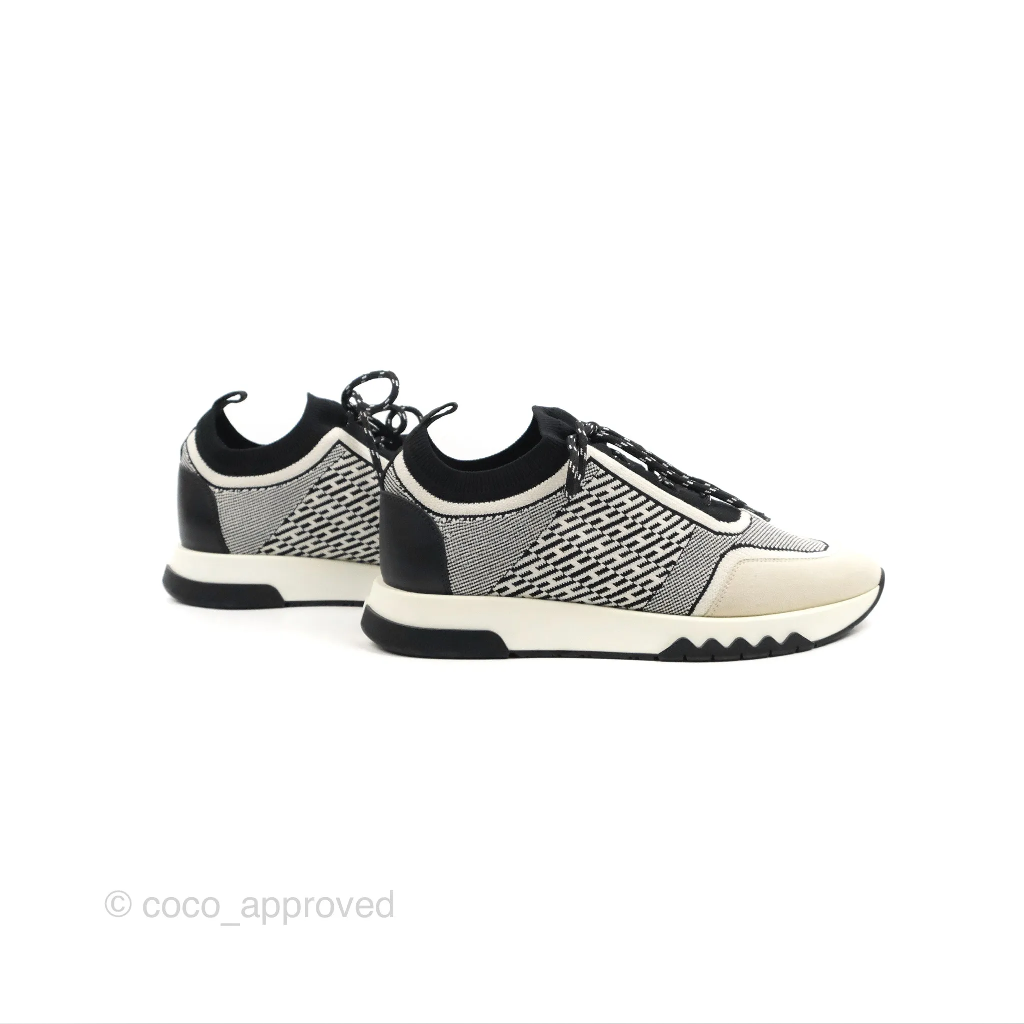 Hermès Addict Sneaker Knit/ Suede Black Size 37.5