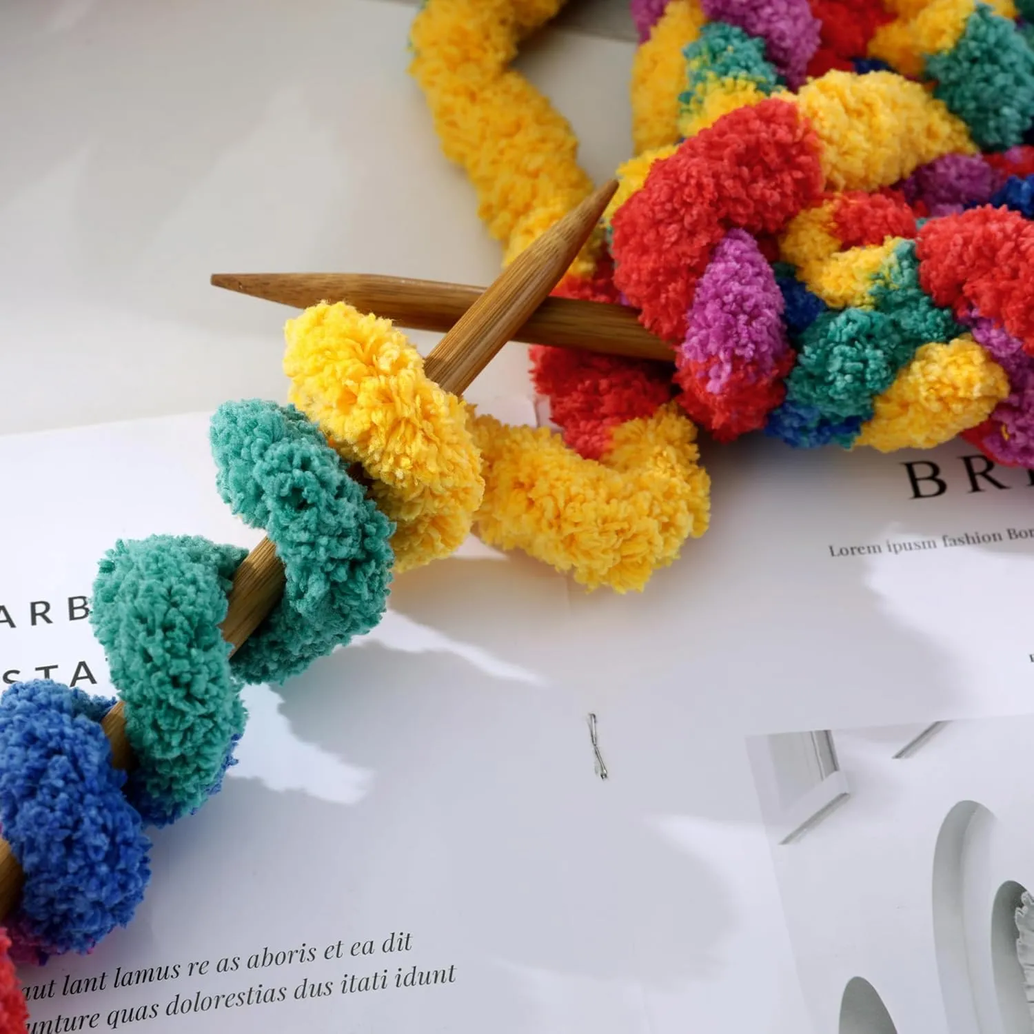 HOMBYS Super Bulky Giant Chunky Yarn for Crocheting and Hand Knitting, Large Soft Fluffy Mixed Color Thick Chenille Yarn, Tie Dye Plush Fuzzy Rainbow, 8 Pack