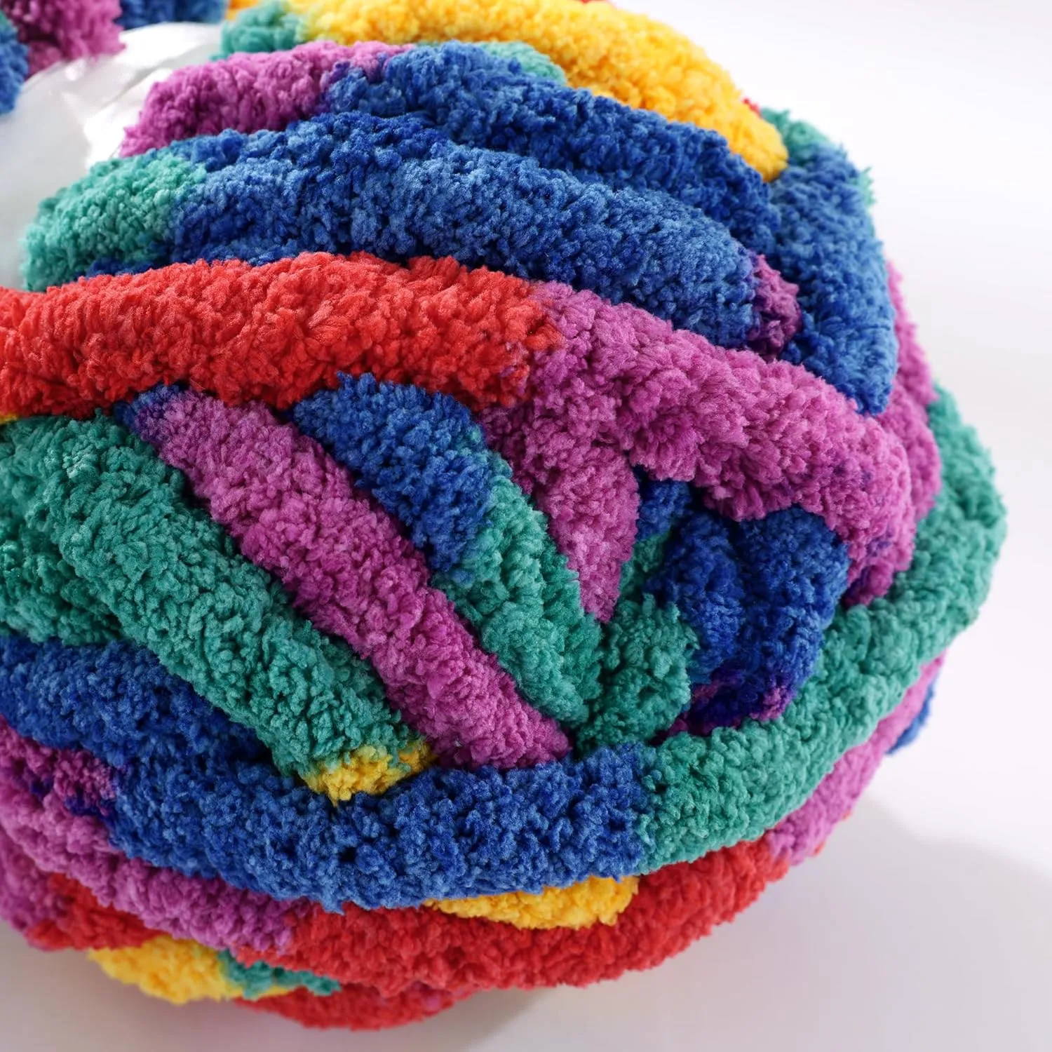 HOMBYS Super Bulky Giant Chunky Yarn for Crocheting and Hand Knitting, Large Soft Fluffy Mixed Color Thick Chenille Yarn, Tie Dye Plush Fuzzy Rainbow, 8 Pack