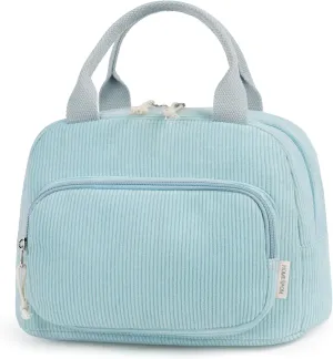 HOMESPON Lunch Bag for Women Men Adults with Front Pocket Cute Corduroy Insulated Lunch Tote Large Capacity Lunch Box Cooler Container for Work Picnic or Travel (Grayish Blue)