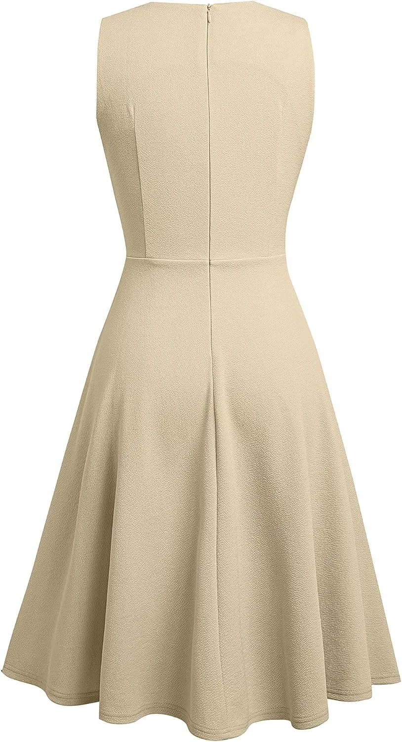 HOMEYEE Women's Cocktail A-Line Embroidery Casual Party Summer Wedding Guest Dress A079