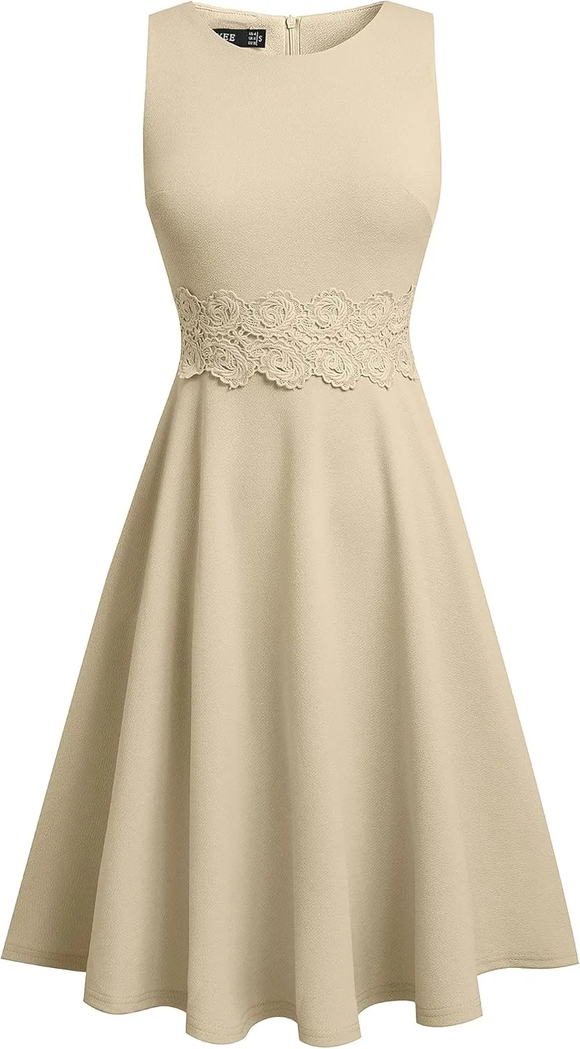 HOMEYEE Women's Cocktail A-Line Embroidery Casual Party Summer Wedding Guest Dress A079