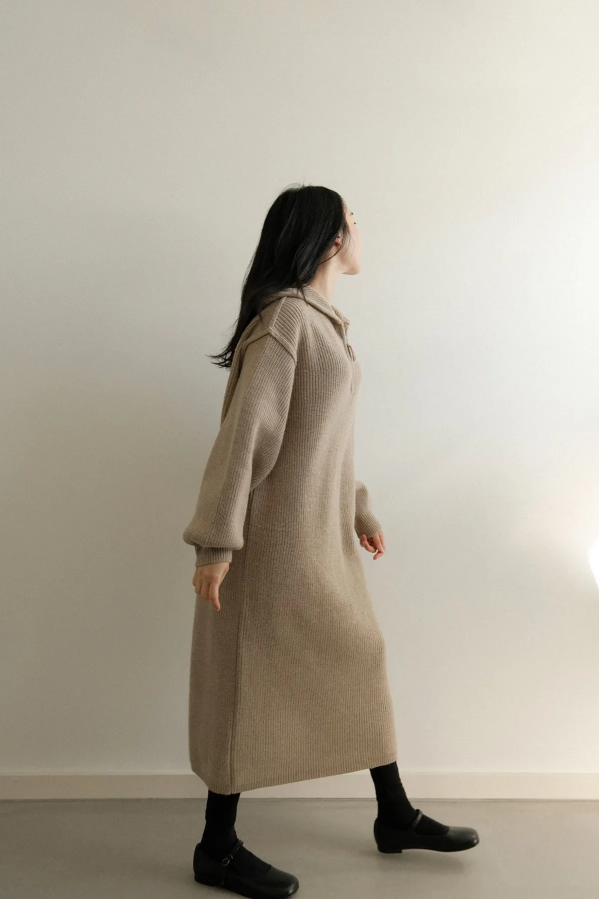 Hood Cozy Knit Dress (PREORDER)