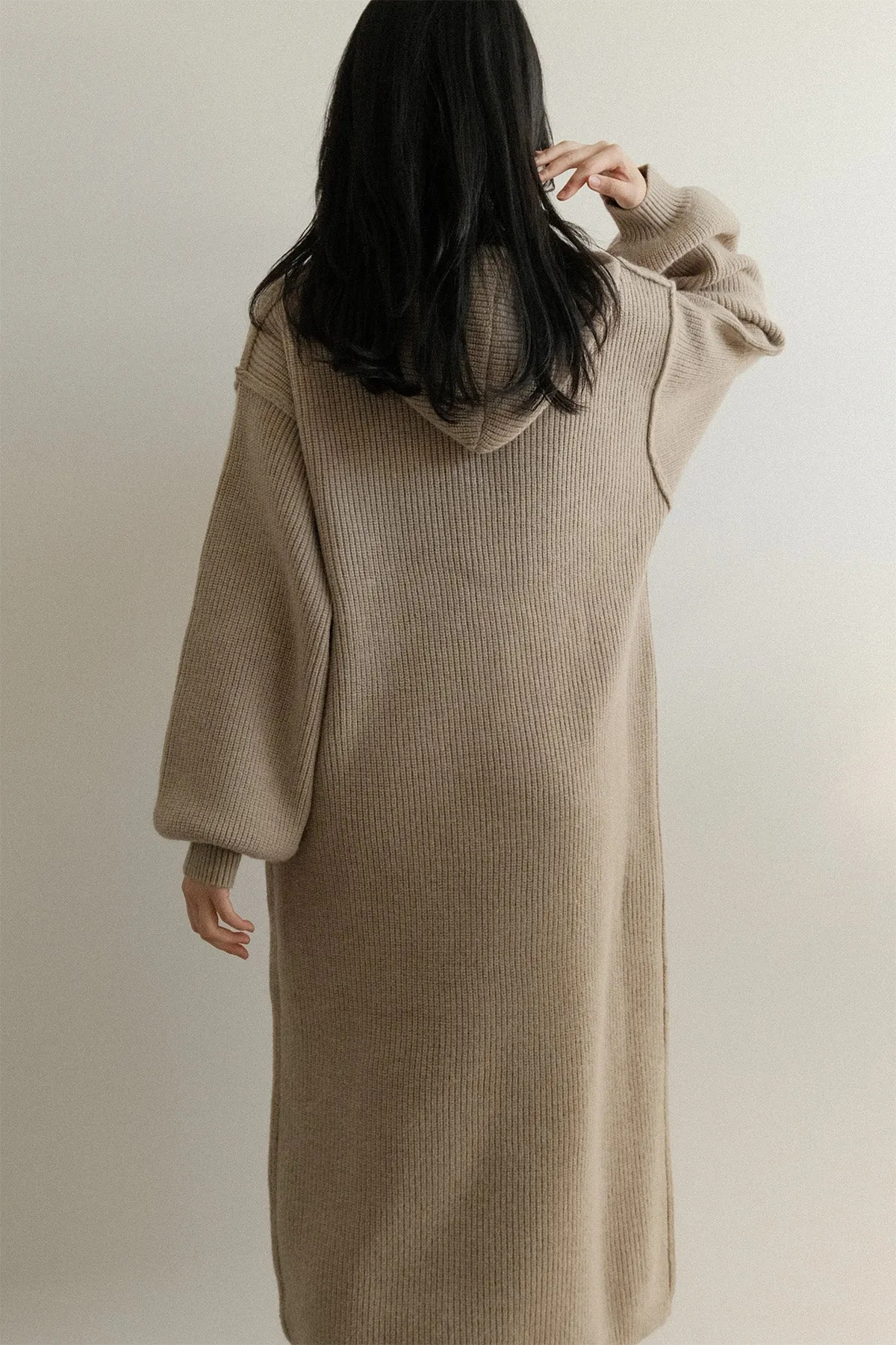 Hood Cozy Knit Dress (PREORDER)