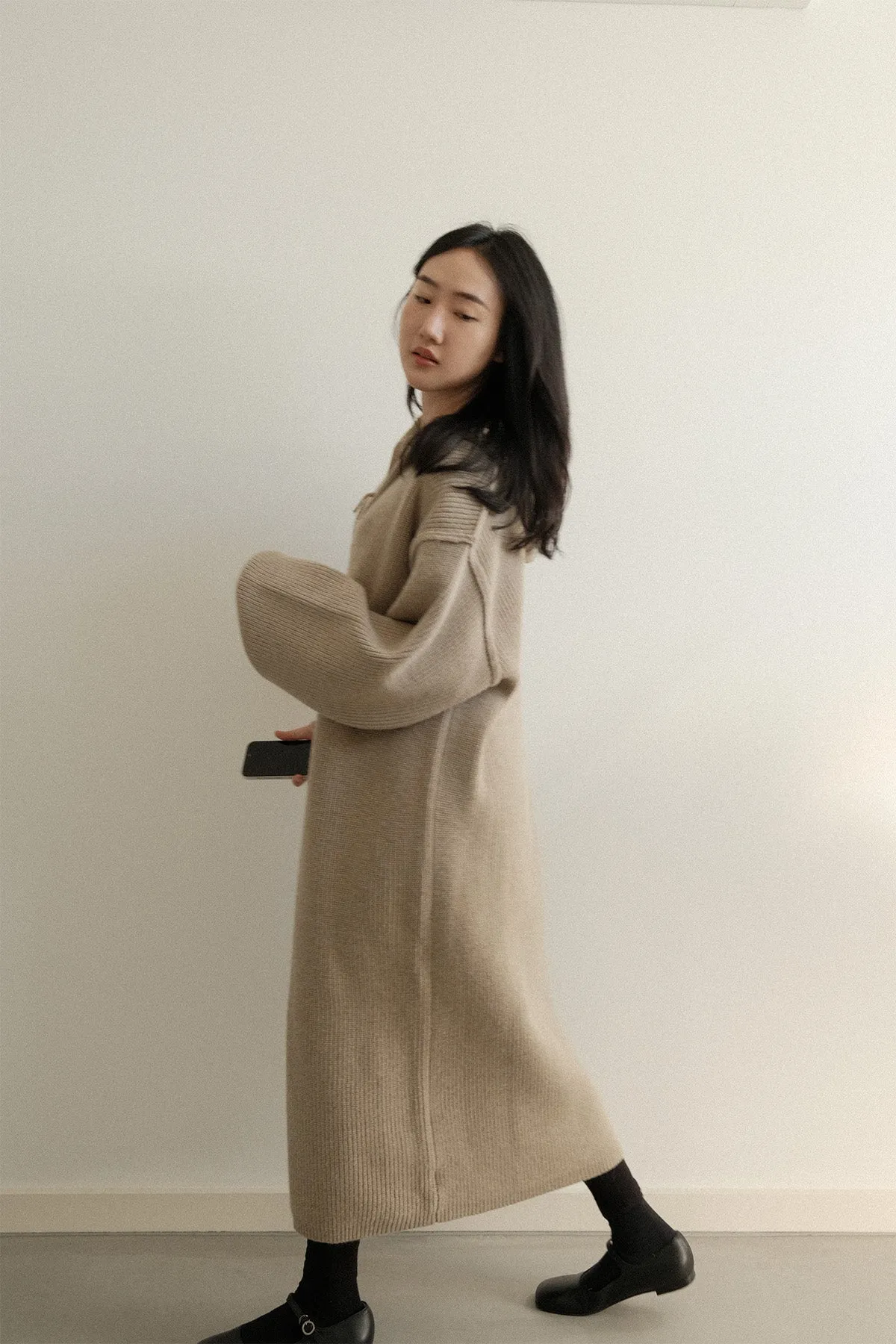 Hood Cozy Knit Dress (PREORDER)
