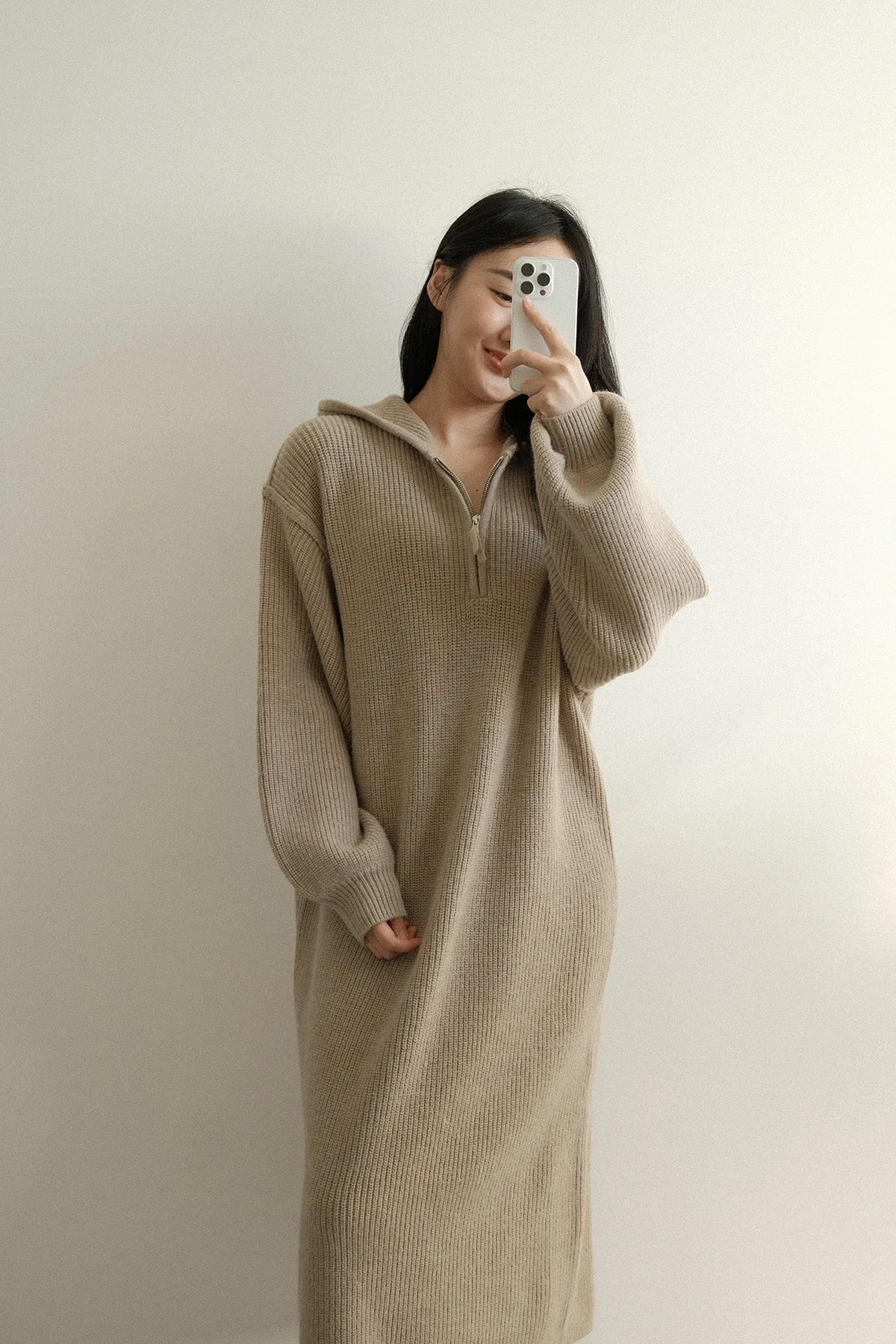 Hood Cozy Knit Dress (PREORDER)