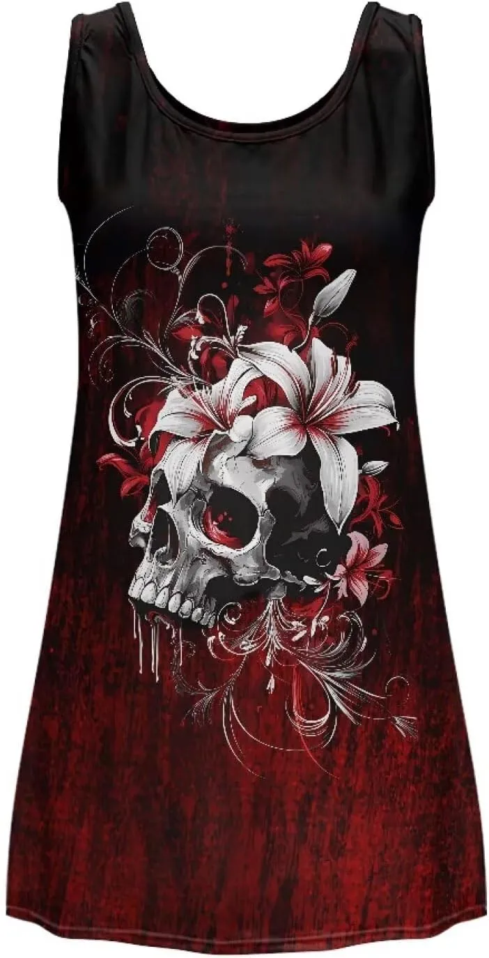 Howilath Summer Dresses for Women Casual O Neck Sleeveless T-Shirt Dress Flowy Swing Smock Mini Sundress XS-2XL