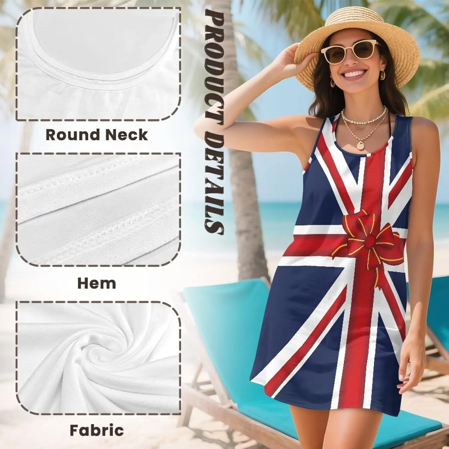 Howilath Women's Summer Sleeveless Dress Casual Sundress Beach T Shirt Dresses Swimsuit Coverup for Girls XS-2XL