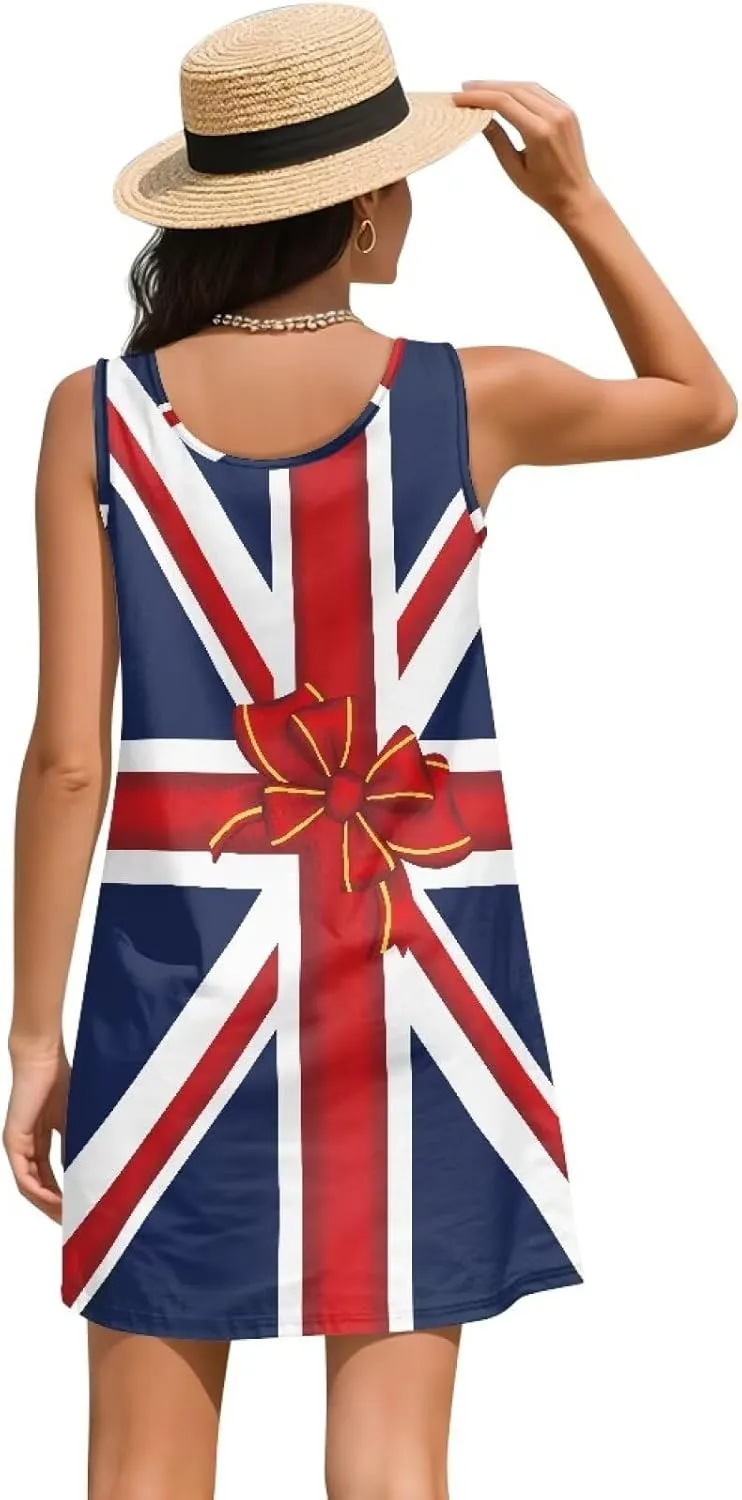 Howilath Women's Summer Sleeveless Dress Casual Sundress Beach T Shirt Dresses Swimsuit Coverup for Girls XS-2XL