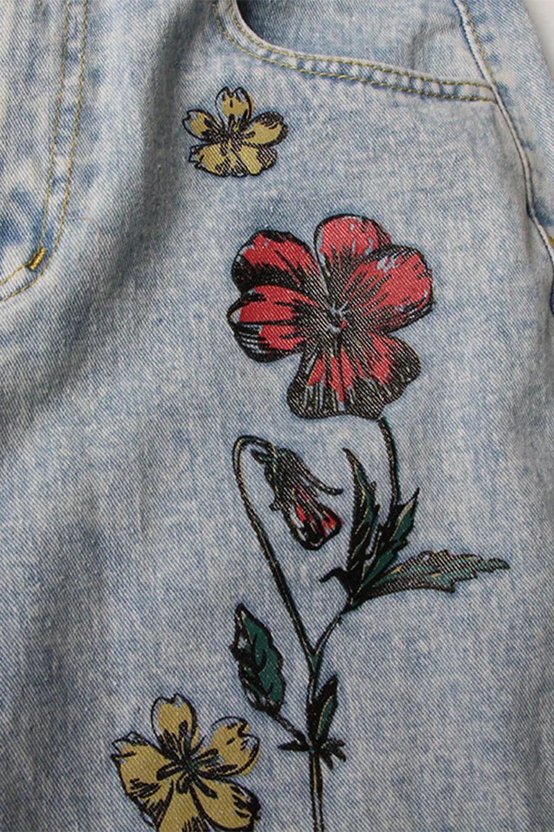 HPQ1054 Floral Ripped Pants