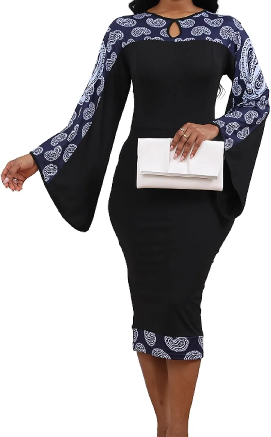 IbuduSexy African Dresses for Women African Tribal Print Patchwork African Clothing Bodycon Dress