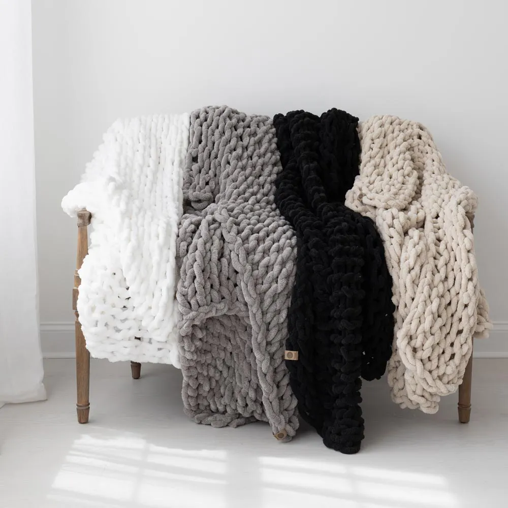 INFINITE CHUNKY KNIT BLANKET | MINKY | BIG - SAND by BIG LOViE