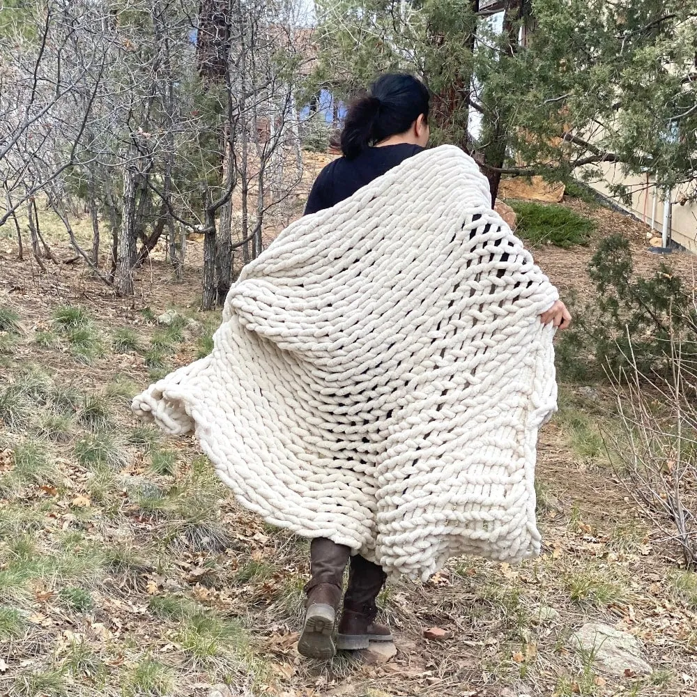 INFINITE CHUNKY KNIT BLANKET | MINKY | BIG - SAND by BIG LOViE