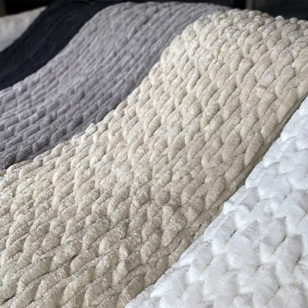 INFINITE CHUNKY KNIT BLANKET | MINKY | BIG - SAND by BIG LOViE
