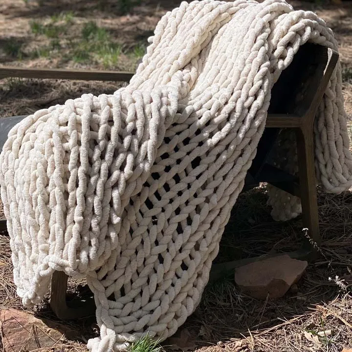 INFINITE CHUNKY KNIT BLANKET | MINKY | BIG - SAND by BIG LOViE