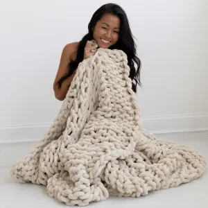 INFINITE CHUNKY KNIT BLANKET | MINKY | BIG - SAND by BIG LOViE