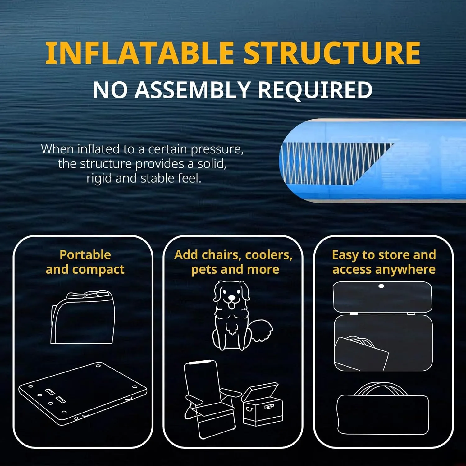 Inflatable Floating Dock Swim Air Platform, 6ft/8ft Inflatable Air Dock Platform Floating Island Raft with Non-Slip Surface, Island Raft Mat for Pool Beach Ocean