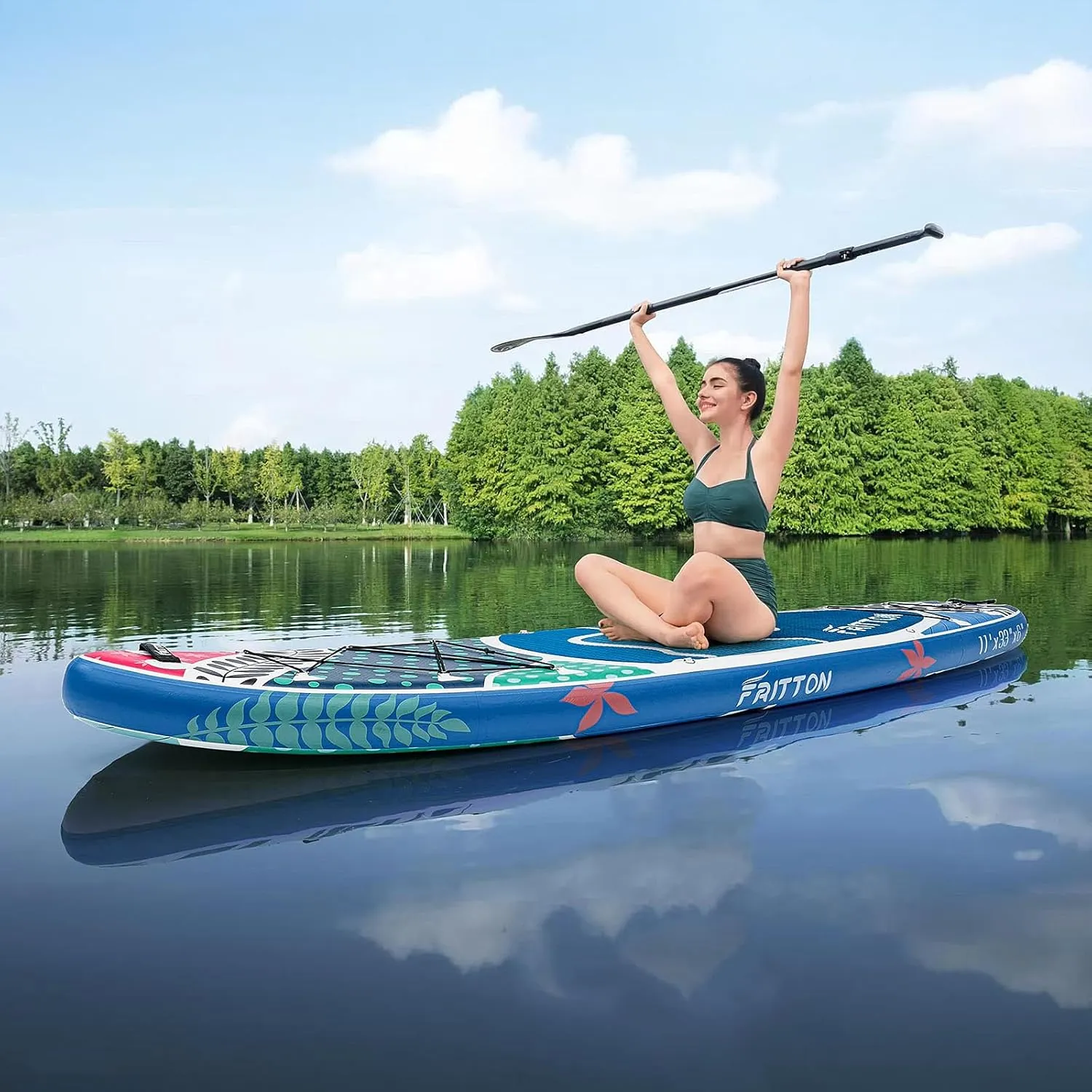 Inflatable Paddle Boards for Adults, 11' Stand Up Paddle Board with Premium SUP Accessories, Stand-up Paddleboards with Wider Anti-skid Deck & 350 LBS Capicity, SUP Board Suitable for All Skill Levels